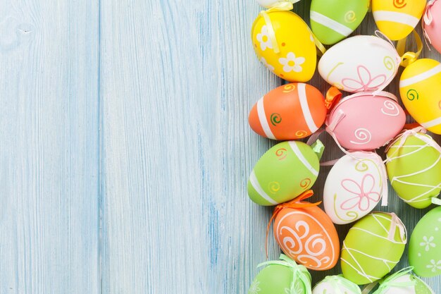 Easter background with colorful eggs