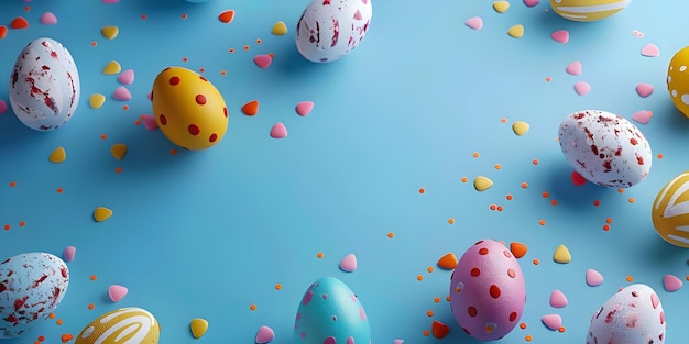 Easter Background With Easter Eggs Bunny Ears Painted Eggs Rabbit Eggs On Meadow Ai Generated