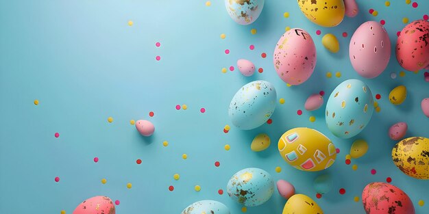 Easter Background With Easter Eggs Bunny Ears Painted Eggs Rabbit Eggs On Meadow Ai Generated