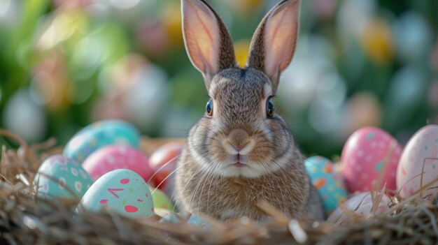 The Easter bunny delivers treats amidst festive decorations