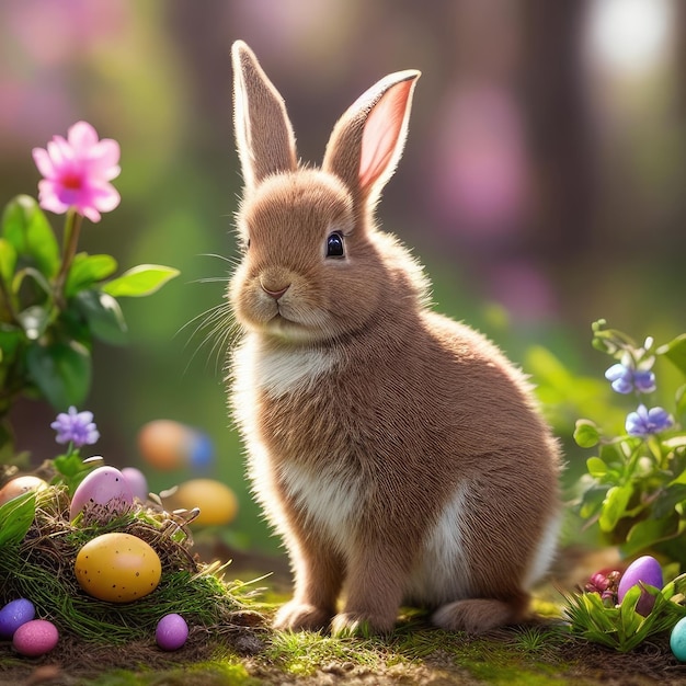 Easter Bunny in the forest Generative AI