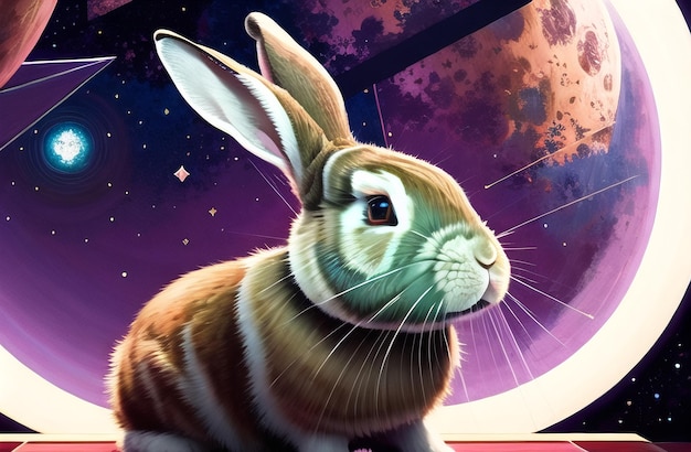 Easter bunny robot background in beautiful banner Happy Easter Holiday Background AI Generated