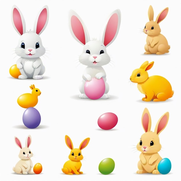 Photo easter bunny vector set white background isolated a high quality image no