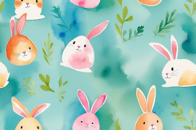 Easter bunny watercolor background