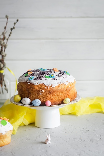 Easter cake and holiday decorations