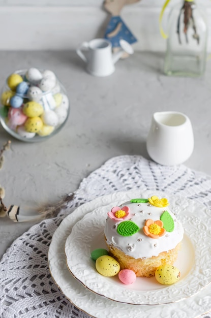 Easter cake and holiday decorations