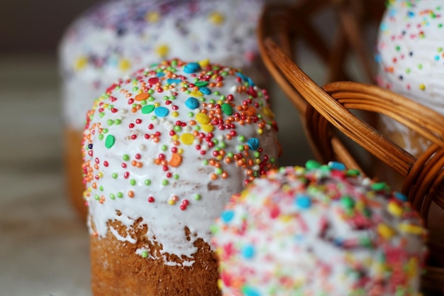 Photo easter cakes closeup easter day