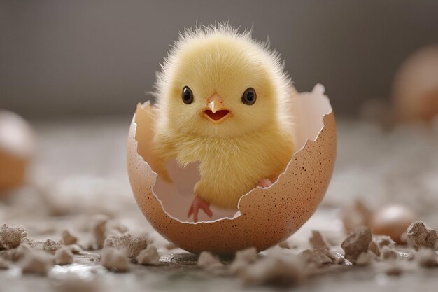 Photo easter chick hatching from an egg