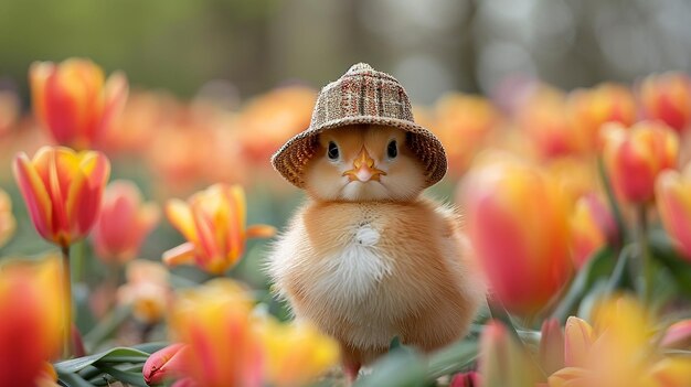 Easter Chick in Mini Bonnet