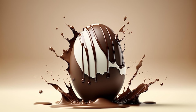 Easter Chocolate Egg with Liquid Splash AI Generative