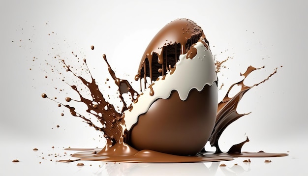 Easter Chocolate Egg with Liquid Splash AI Generative