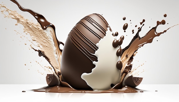 Easter Chocolate Egg with Liquid Splash AI Generative