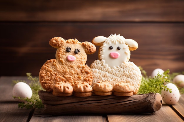 Easter cookie in shape of bunny and sheep