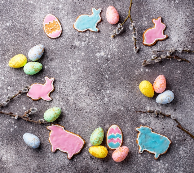 Easter cookie in shape of bunny and sheep