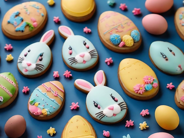 Easter cookies in shape of eggs and bunny