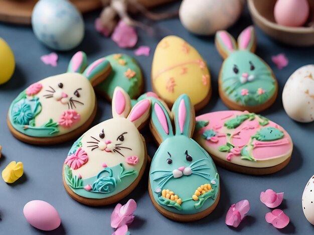 Easter cookies in shape of eggs and bunny