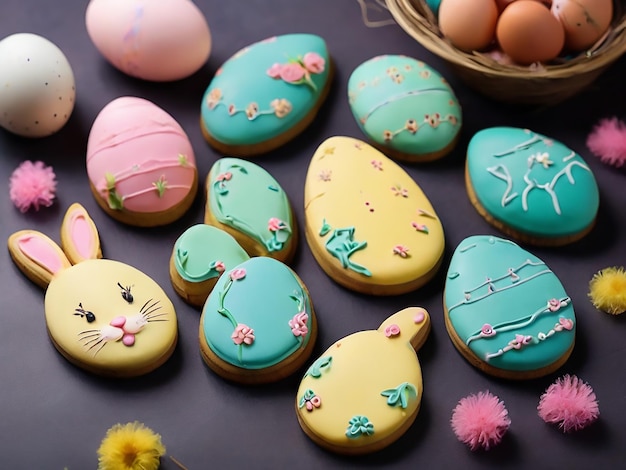 Easter cookies in shape of eggs and bunny