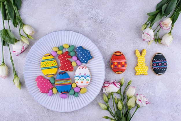 Easter cookies in shape of eggs and bunny