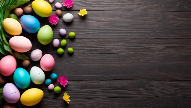 easter copy space with unique wood background