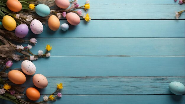 easter copy space with unique wood background