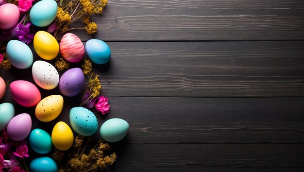 easter copy space with unique wood background