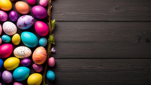 easter copy space with unique wood background