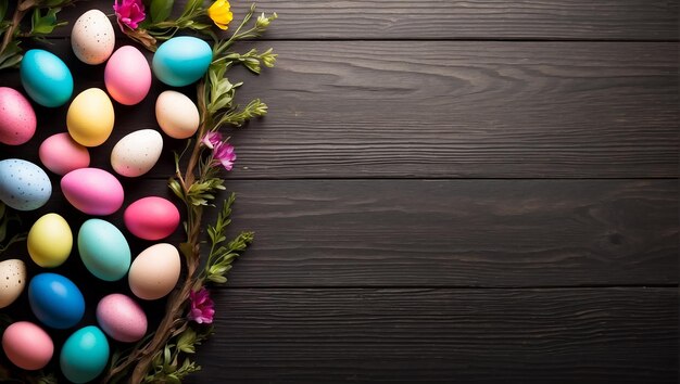 easter copy space with unique wood background