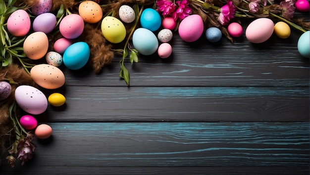 easter copy space with unique wood background