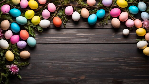 easter copy space with unique wood background