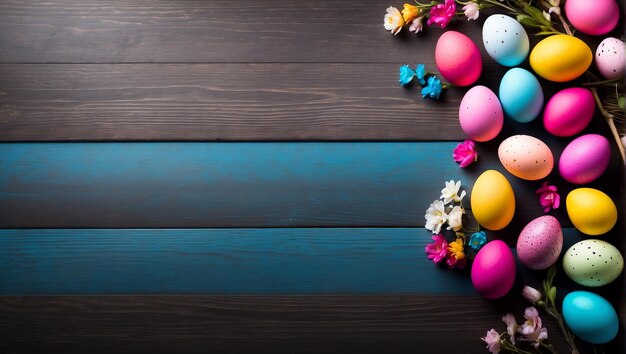 easter copy space with unique wood background