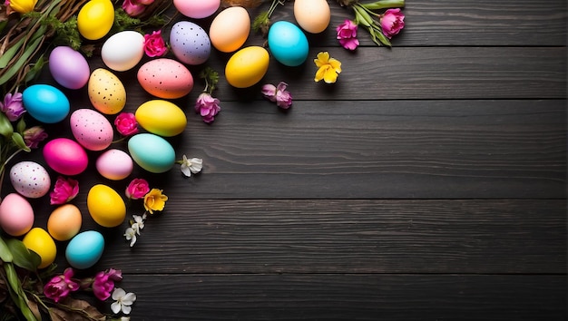 easter copy space with unique wood background