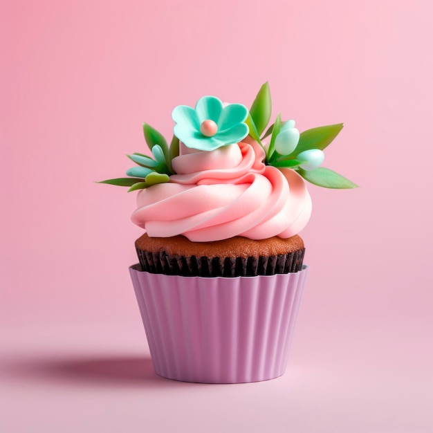 Easter cupcake with spring decor