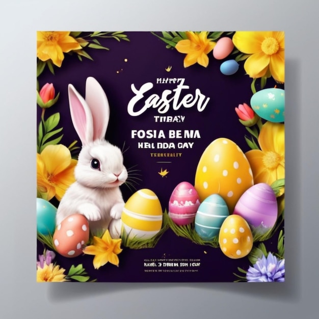 Photo easter day psd template banner flyer and social media post design