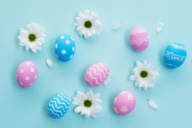 Easter decoration festive composition eggs flowers