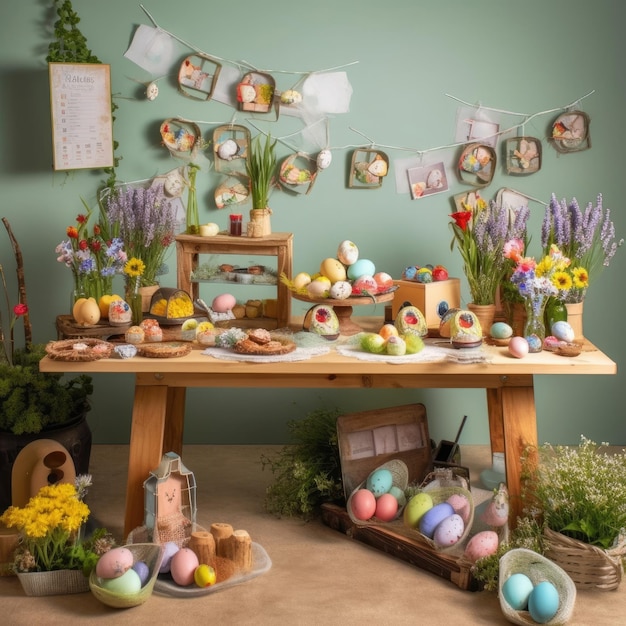 The Easter display features eggs and a meadow Generative AI