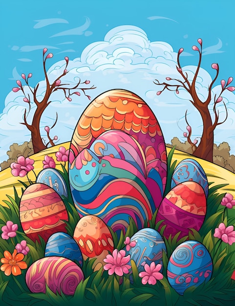 Easter egg and bunny background