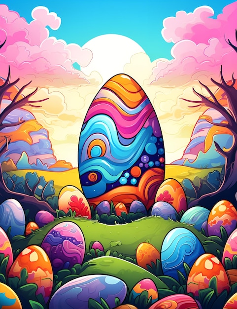 Easter egg and bunny background