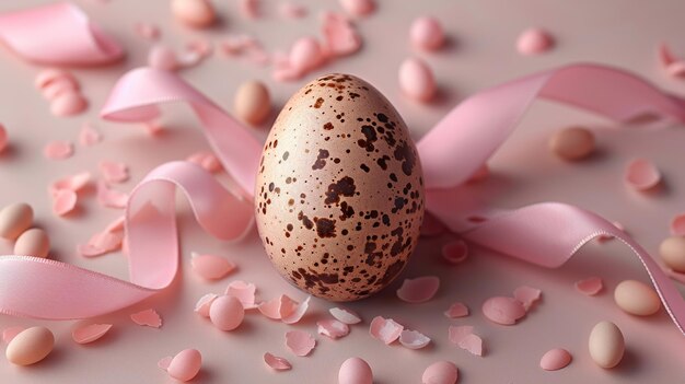 Easter Egg Decoration with Pink Ribbon