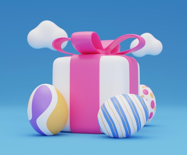 Easter egg gift box 3d illustration