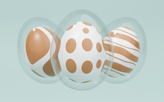 Easter egg in glass 3d render