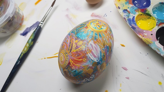 Photo easter egg painting happy easter