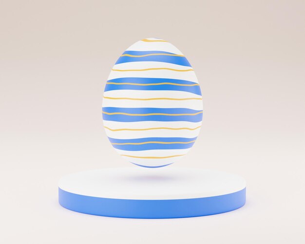 Easter egg on podium 3d render illustration happy easter day concept minimal scene with pedestal and egg