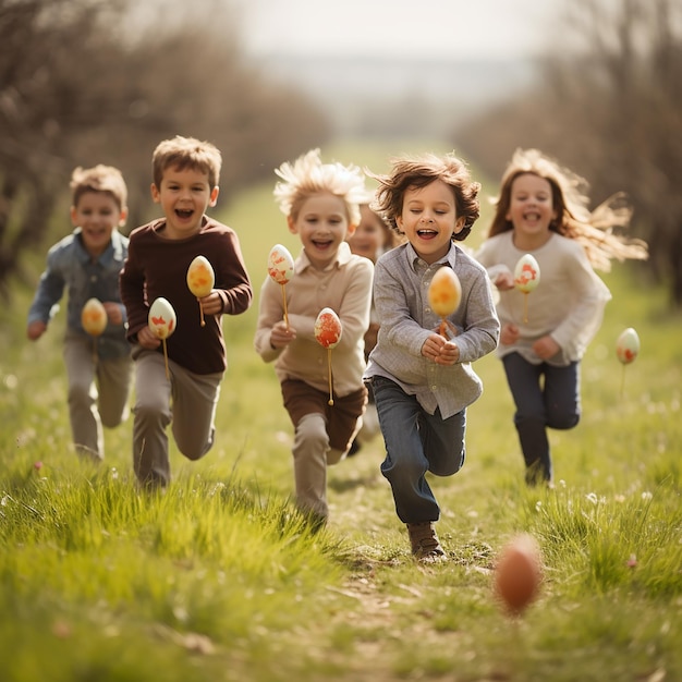 Easter Egg Relay Race for Children