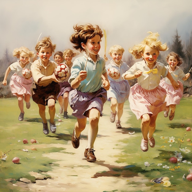 Easter Egg Relay Race for Children