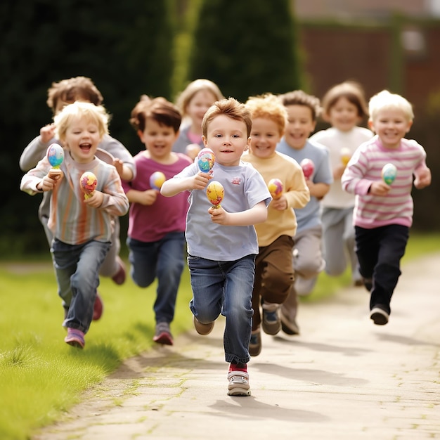 Easter Egg Relay Race for Children