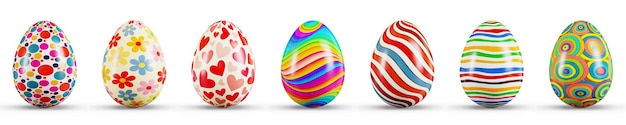 Easter Egg Set on a transparent white background 3D rendering illustration