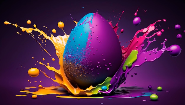 Easter egg splash of colors Generative AI