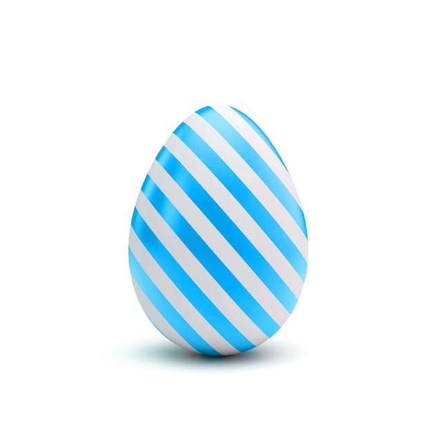 Easter egg with blue and white pattern 3D Rendering