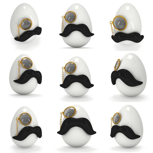 Easter Egg with mustache and monocle glasses