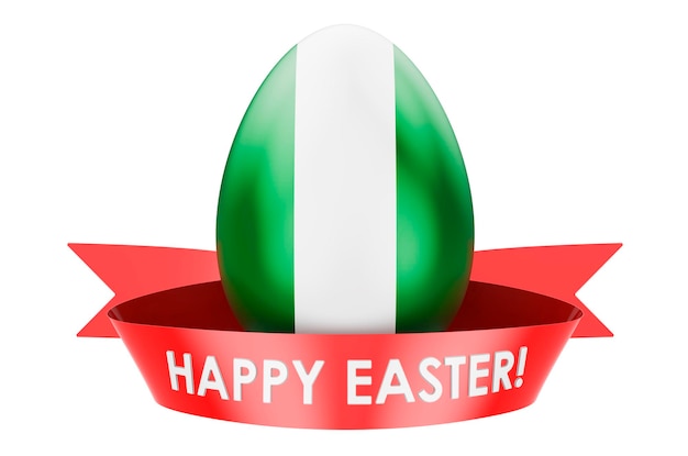 Easter egg with Nigerian flag Happy Easter in Nigeria concept 3D rendering